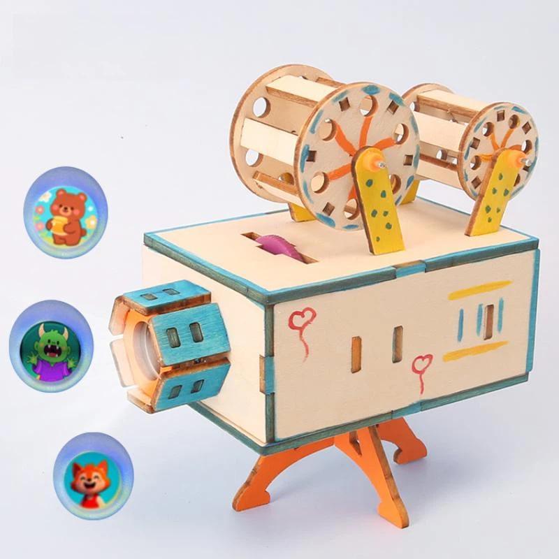 Science Hobby Kit - 木製DIYフィルムプロジェクター物理モデルキット STEM科学実験ツール 子供向け教育用ホビーギフト 1セット