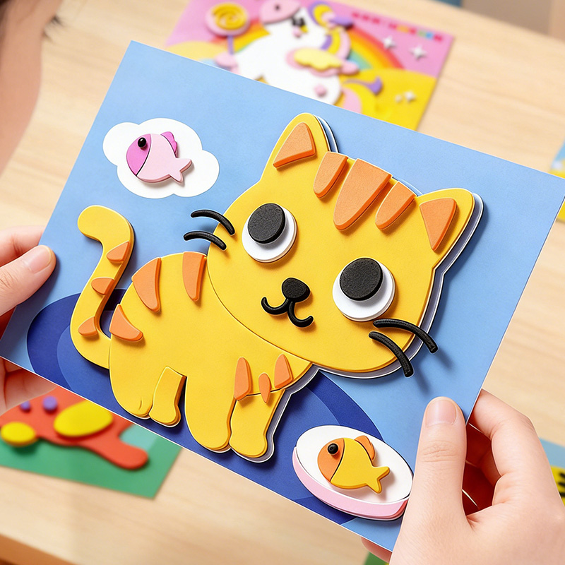 Science Project - 子供用3Dステッカー、ランダムシート10枚、使い捨て、手作りのEVAクラフトデカール、動物の形、DIYプロジェクト、教育工芸品に最適 | 3Dデカール | 子供向け教育科学玩具