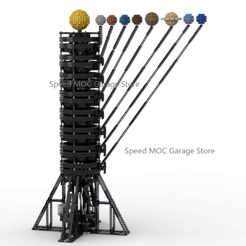 Solar System Orrery - MOC-38774 機械式太陽系8惑星モデルブリックセット ギア駆動オーリェリー 天文学教育用デスクオーナメント