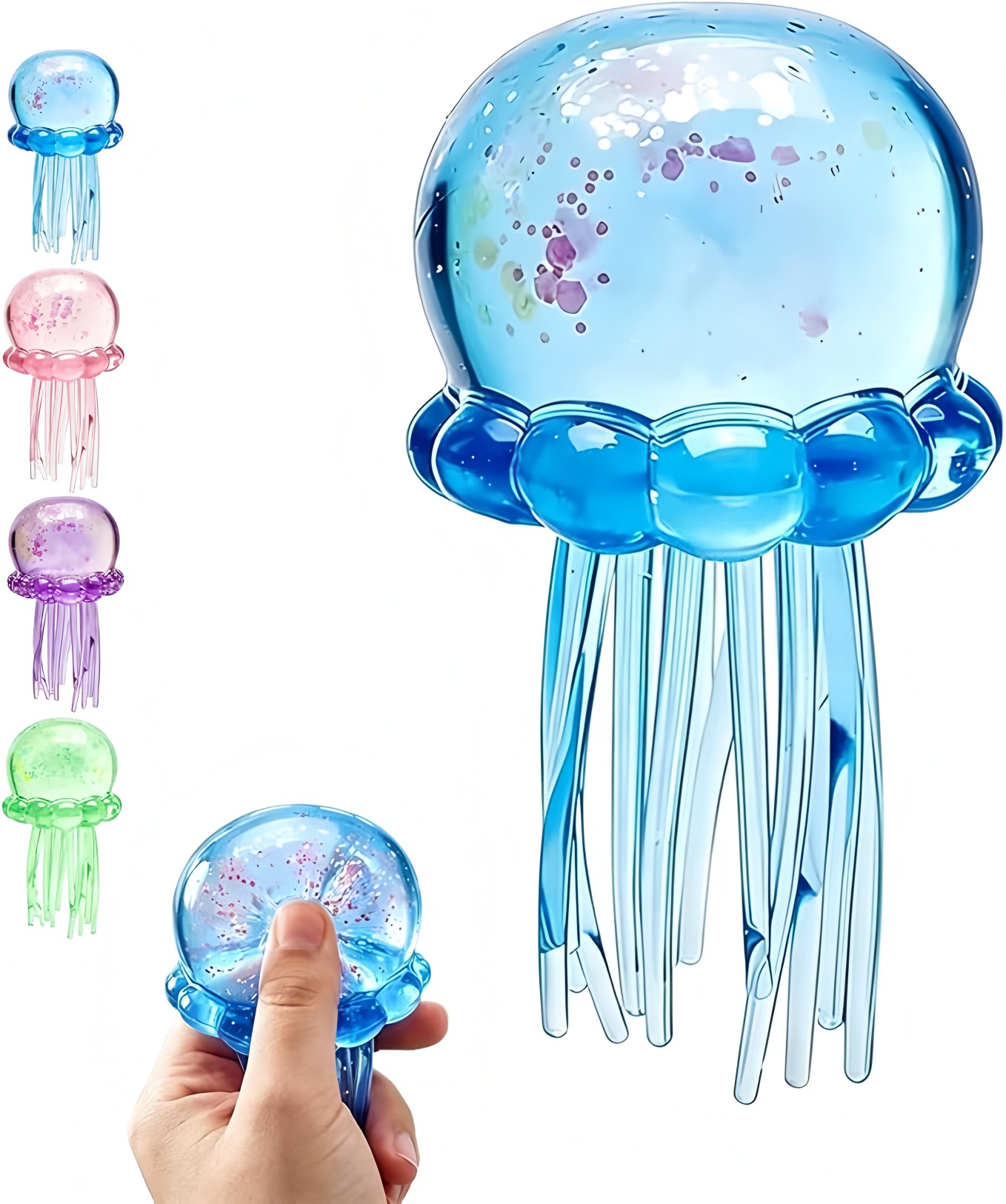 Crystal Growing Kit - クラゲの形をした、弾力性のあるスクイーズおもちゃ。ゆっくりと元の形に戻るため、不安を和らげ、ストレス解消に役立ちます。大人向けの、楽しくて面白いおもちゃです。