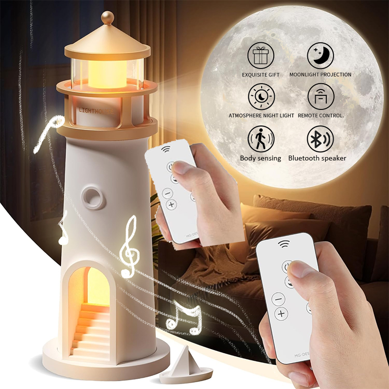 Planetarium Projector Home - 灯台周囲光月投影ナイトライトリモコン Bluetooth 音楽モーションセンサークリエイティブデスクトップ装飾ギフト