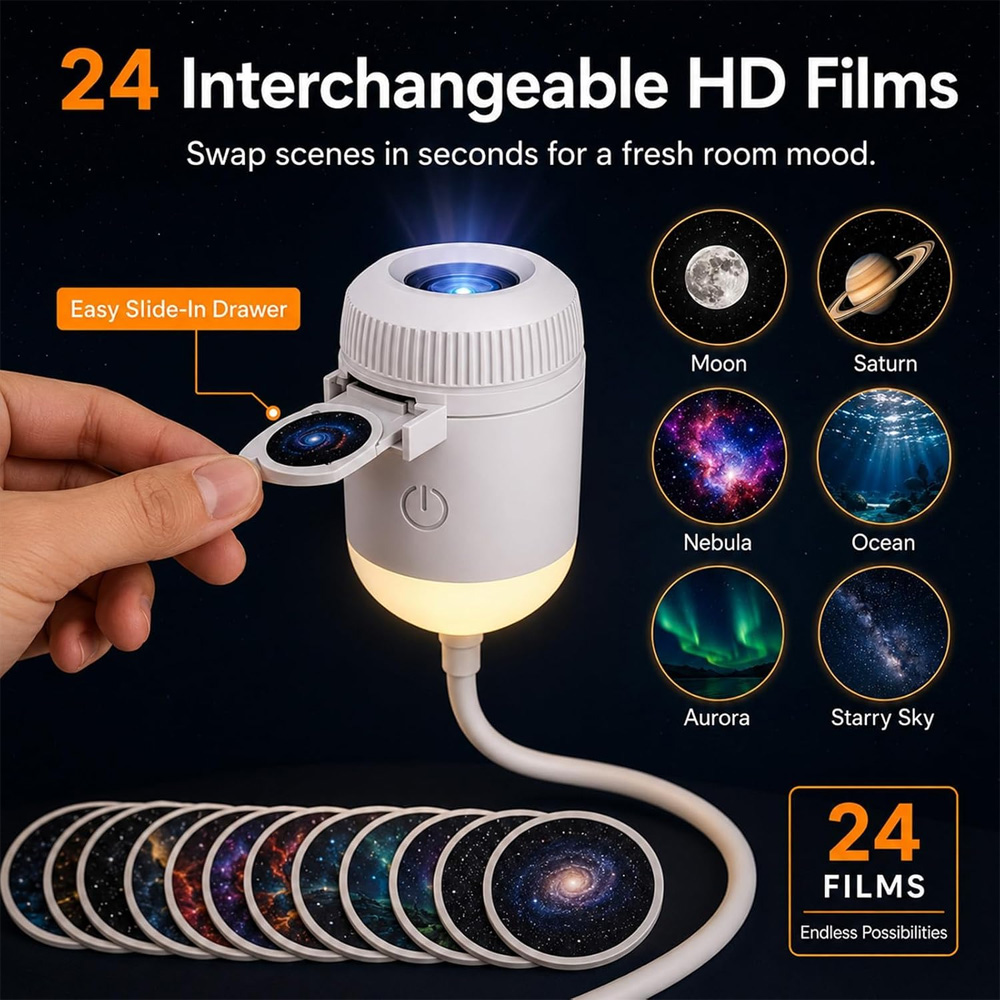 24スライド回転式ギャラクシースターリースカイプロジェクター - Planetarium Projector Home のレビューと価格