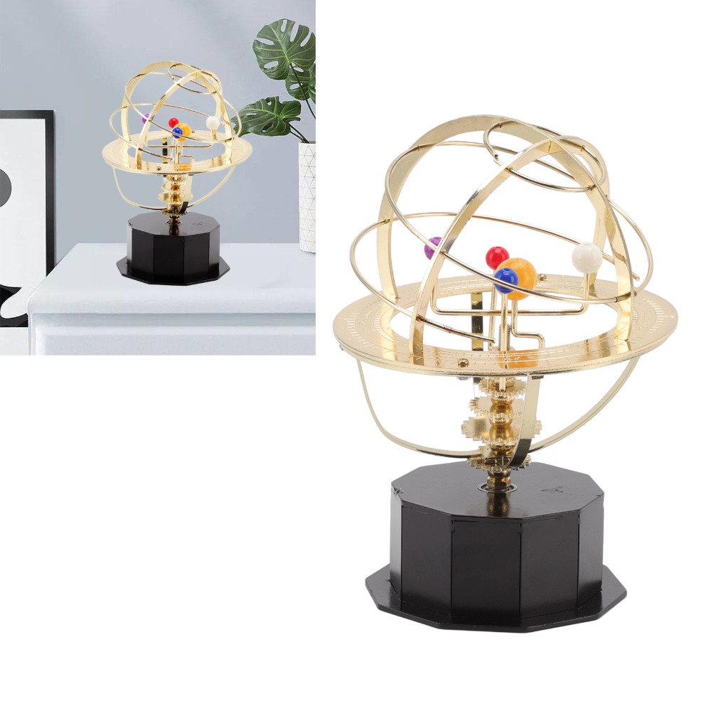 金色の鉄製太陽系模型 回転式 11x16cm 金属製太陽系模 - Solar System Orrery のレビューと価格