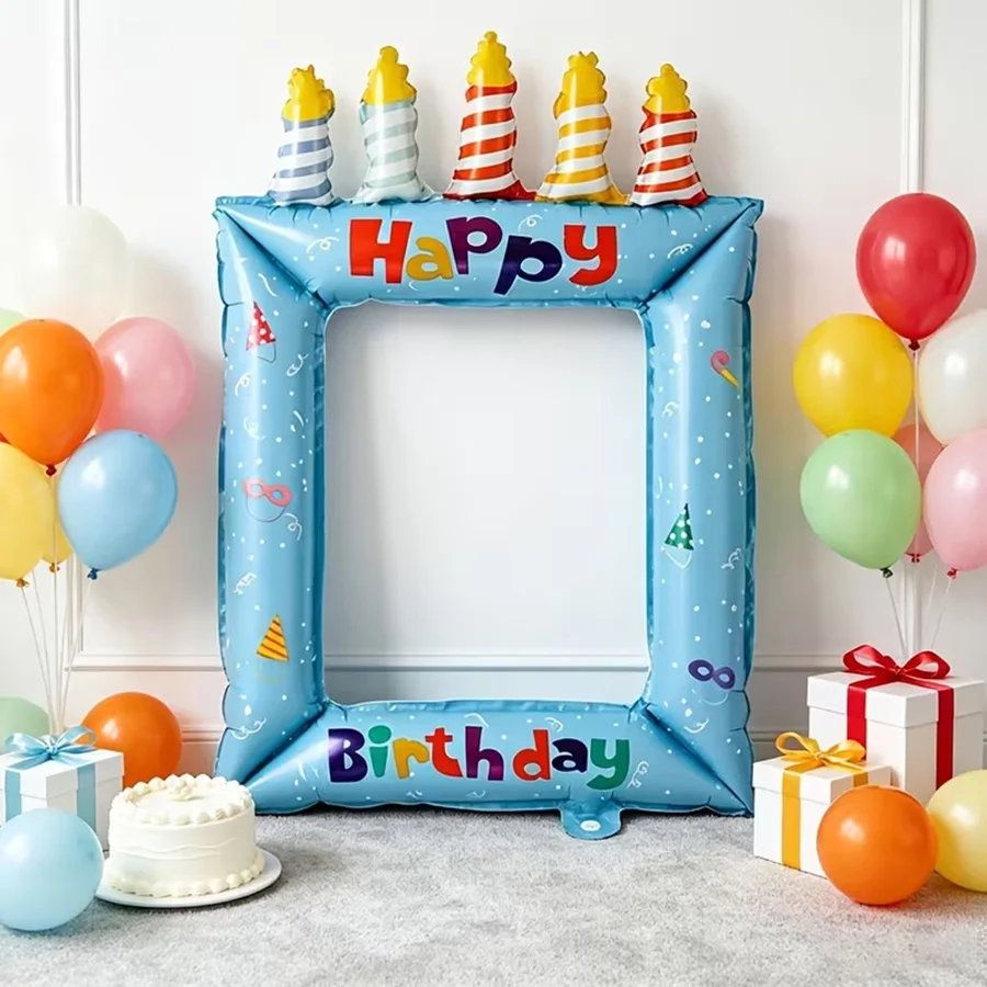 1/2個 ブルーピンク 誕生日フォトフレーム ホイルバルーン - Science Of Happiness のレビューと価格